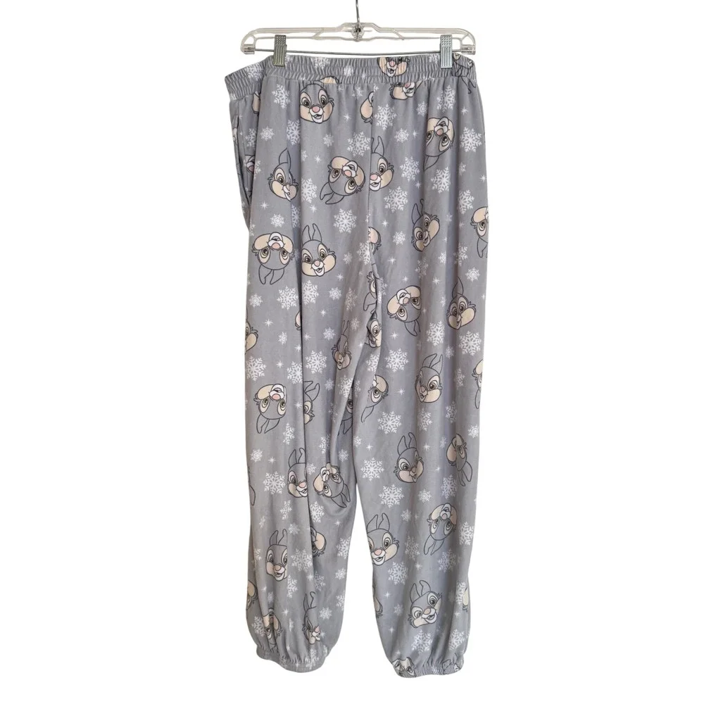 Disney‎ Thumper Bambi Fleece Pajama Pants Gray Snowflake XL 16-18
